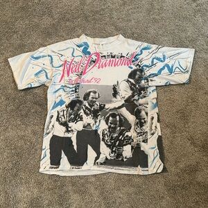 Vintage Neil Diamond T Shirt In The Round 1992 All Over Print Large Vtg 90s AOP